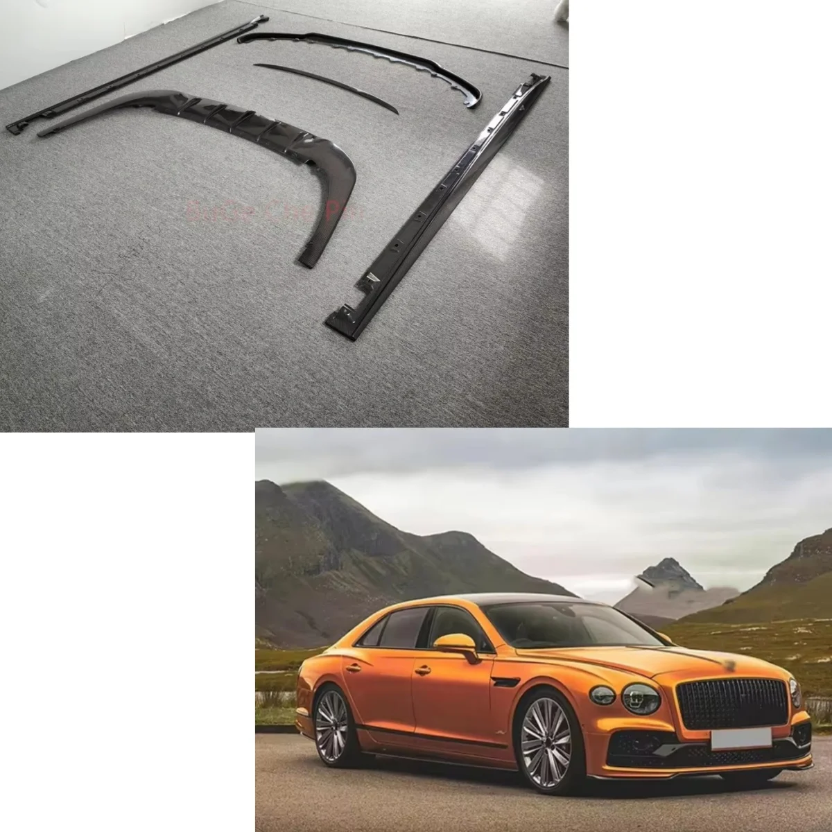 

Carbon Fiber Body Kit with Front and Rear Lip Diffuser Side Skirts and Rear Spoiler, Suitable for Bentley Flying Spur 2020-2023