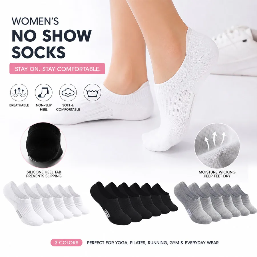 10/1Pairs Women's No Show Ankle Socks, Cushioned Low Cut Spo