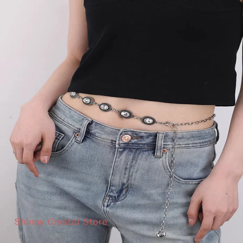 

Fashion Rhinestone Waist Strap Seal Retro Ethnic Style Bohemian Waist Chain Belt For Women Body Decor Accessories Gifts