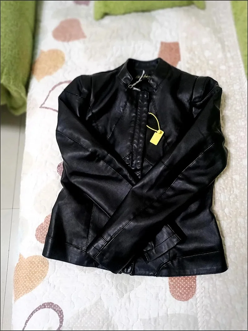 PU Leather Jacket Women's 2027 Spring Autumn New Outwear High Quality Short Slim Coat Korean Stand-UP Collar Overcoat Female Top