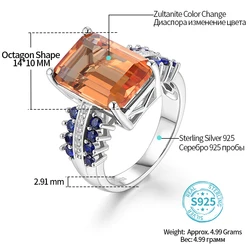 Attagems Diaspore Sultanite Gemstone Rings for Women Real 925 Sterling Silver Emerald Cutting Engagement Promise Fine Jewelry