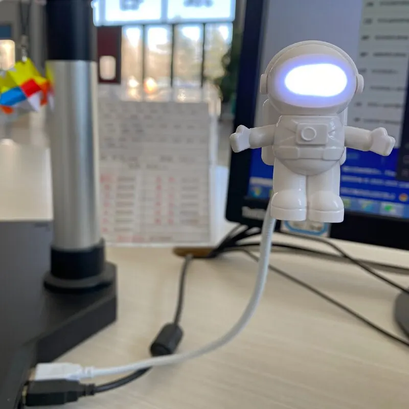 2pcs Astronaut USB Night Light Voice Control Mini LED USB Plug Eyes Protection LED Sound Sensor Bedroom Reading Desk Lamp Gift - view 5