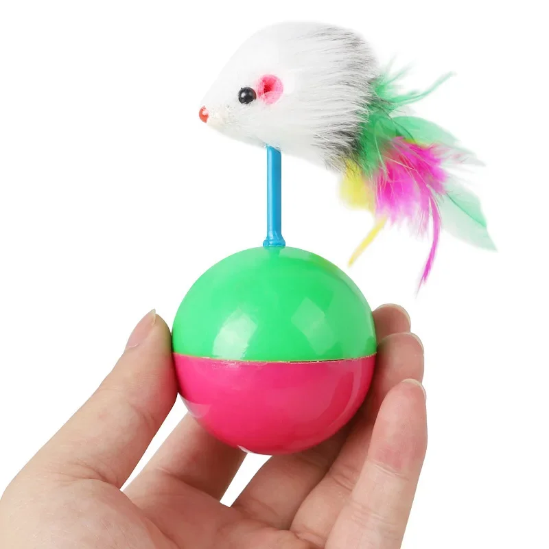 Interaktiver Katzenspielball mit Maus, kein Wippball, Spaß beim Necken von Katzen und Hunden, Selbstspielzeug, Haustierbedarf, Set mit Katzenspielzeugen zum Necken – Detail 2