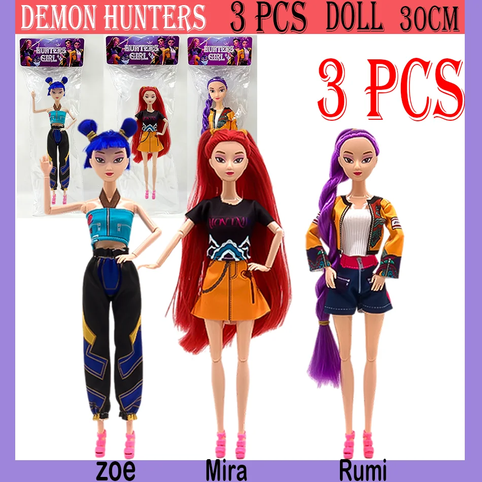3 Stück Anime Kpop Demon Hunters Puppe Vinyl Spielzeug Rumi Mira Zoe Charakter Vinyl Dekoration Figur Geburtstagsgeschenk Fan Club Geschenke