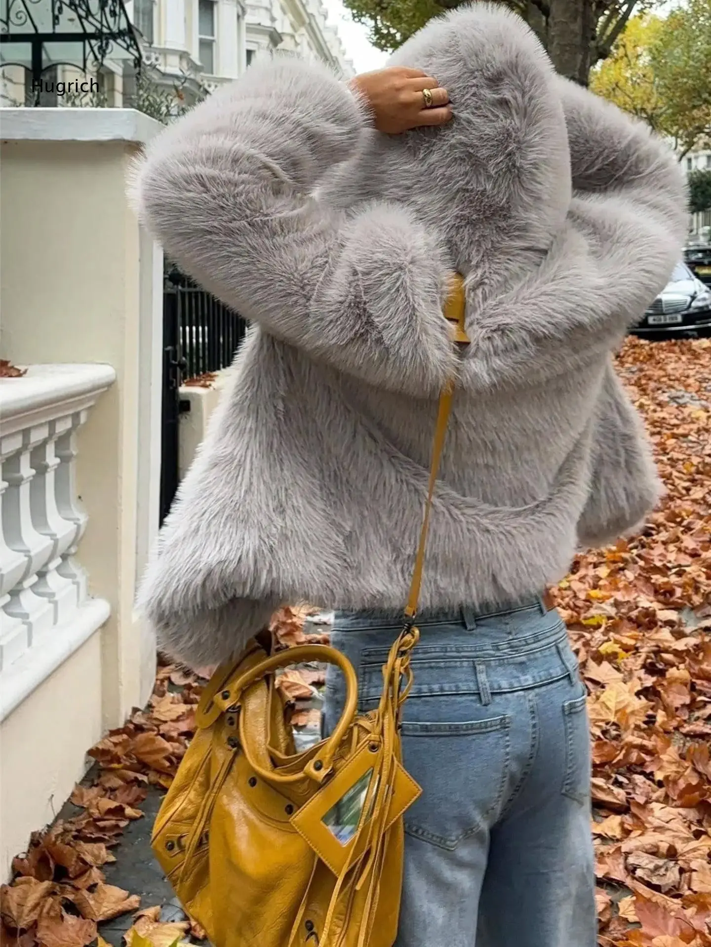 Women Hooded Faux Fur Jacket Long Sleeve Open Front Fluffy Plush Short Coat Winter Warm Streetwear Outerwear