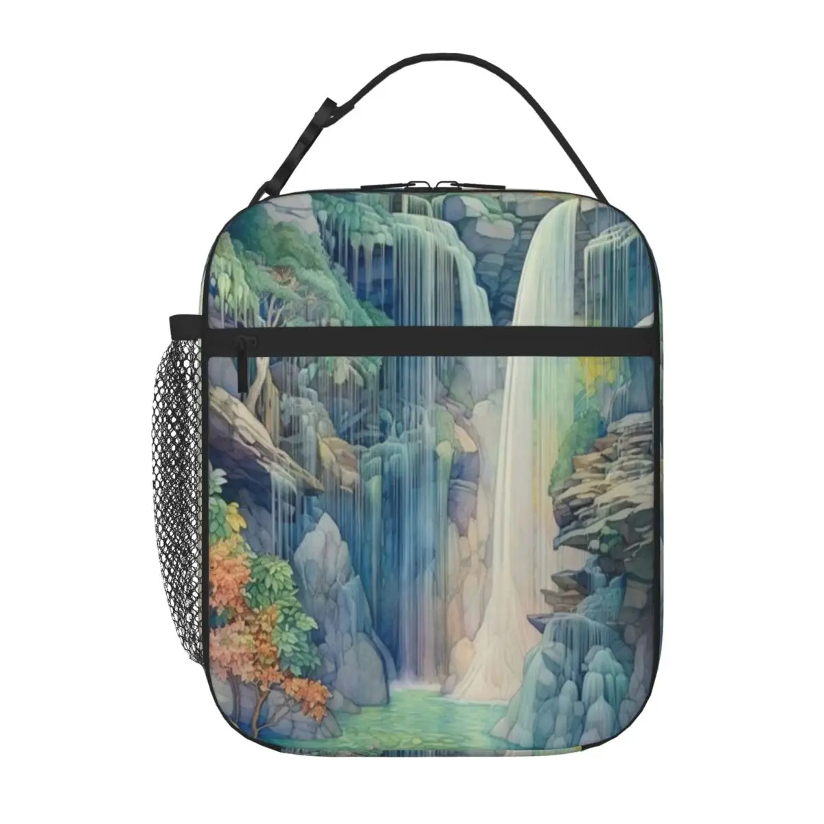 Hot Sale Waterfall Teen Style Reusable Lunch Bag Office Homemade Meal Large Lunch Bag