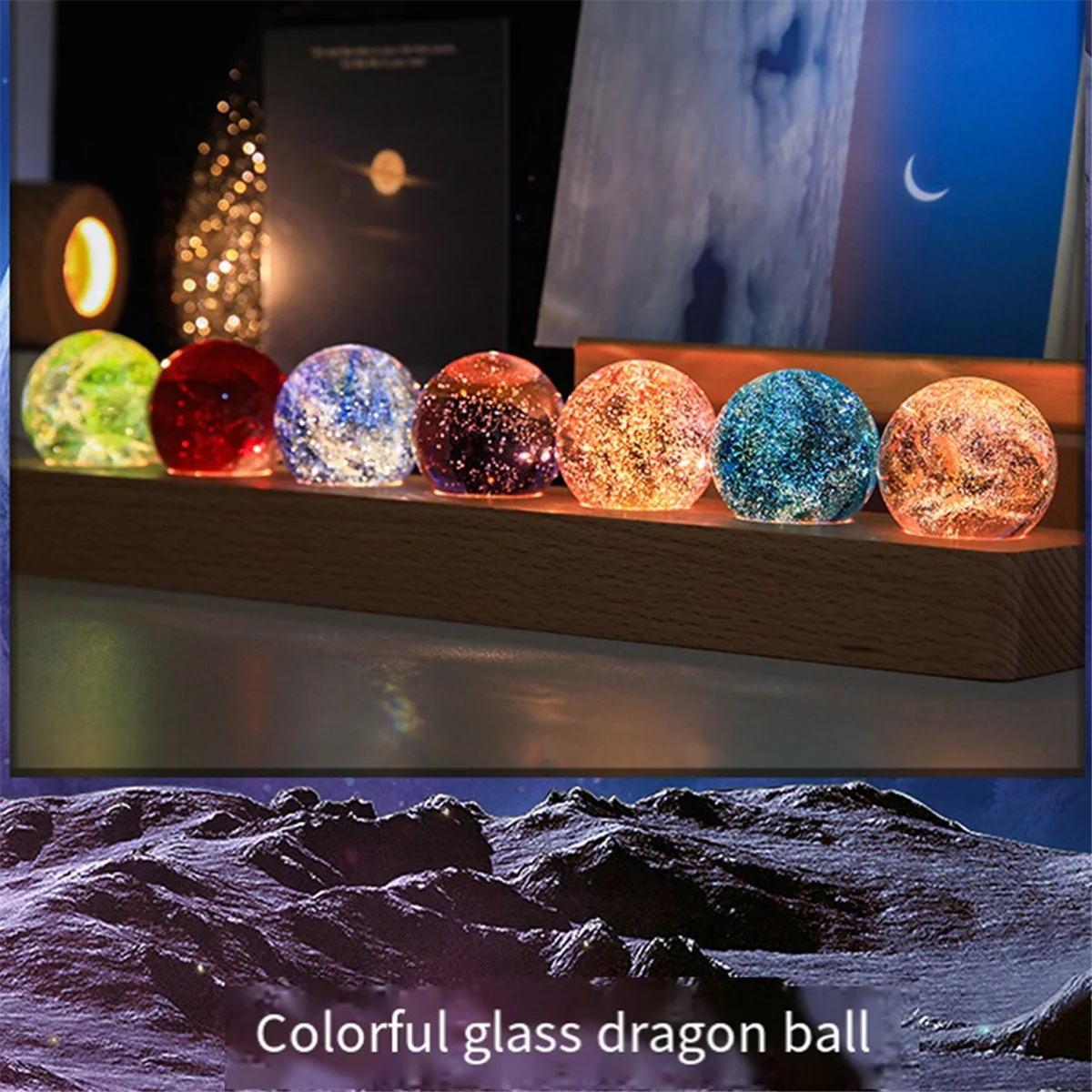 ABVS Fantasy Colorful Glass Star Ball Luminous Planet Astronomy Planets Ball Fantastic Style Home-Decoration B