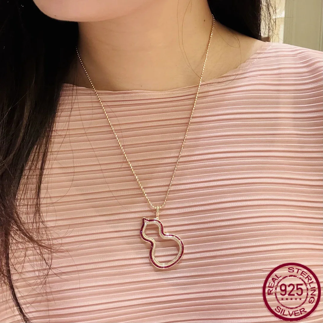 

Новый чистый серебряный китайский стиль S925, культивированная красная тыква, простой кулон, изысканные и универсальные свадебные украшения