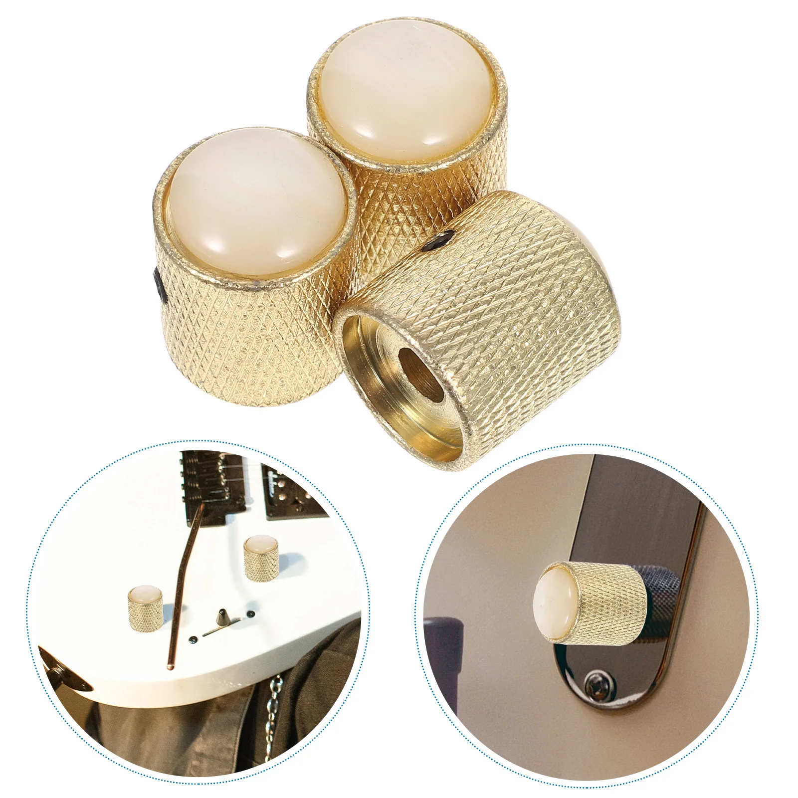 

1Set Guitar Knobs High Accuracy Volume Tone Control Durable Metal Easy Installation Electric Bass Guitar Knobs