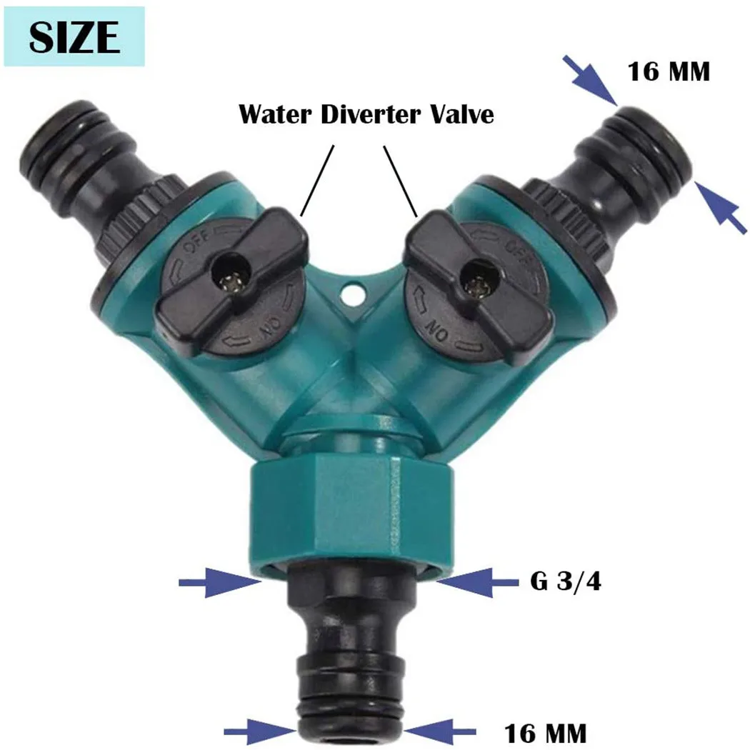 Garden Water Quick Connector Valves Pipe Shut Off Splitter Water Y Shape 2 Way Connector Diverter Brand New Practical