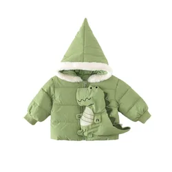 HoneyCherry Children's Jackets Winter New Cartoon Dinosaur Cotton Clothing Boys and Girls Winter Outside The Cotton Jacket