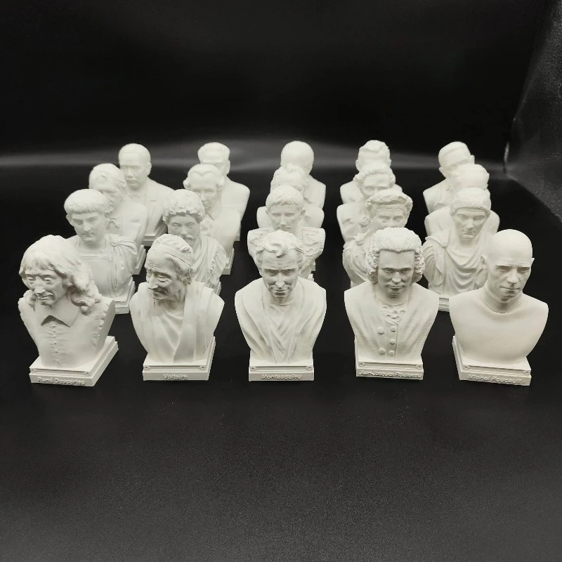 10/15/25 سنتيمتر الفيلسوف الفرنسي Descartes Montesquieu Foucault Voltaire Rousseau تقليد الجص تمثال ثلاثية الأبعاد المطبوعة PLA التماثيل #2