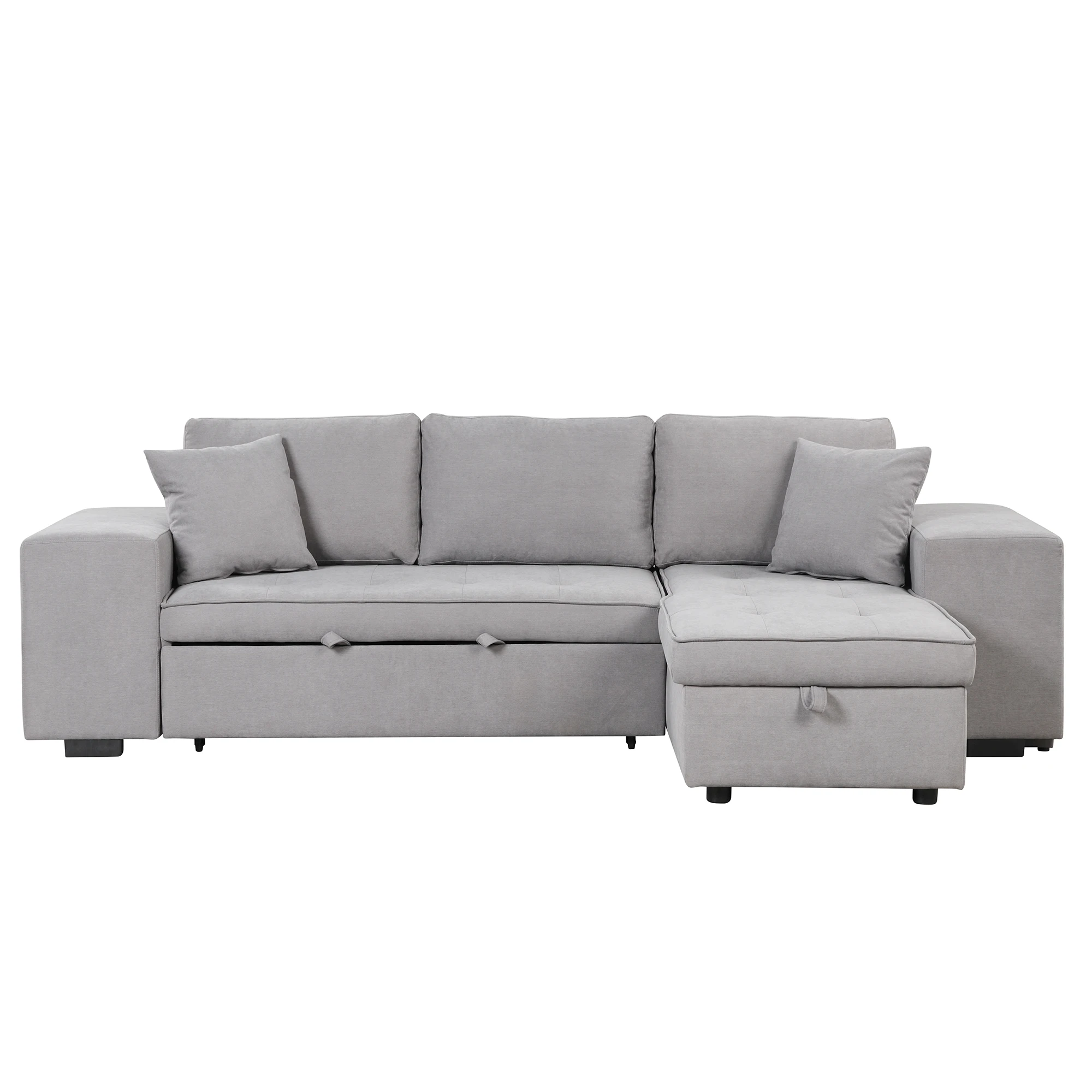 

Convertible Sofa Bed Fix Backrest with Storage High Quality Pull Out Sofa Bed with Two Ottomans Retractable Sofa Bed