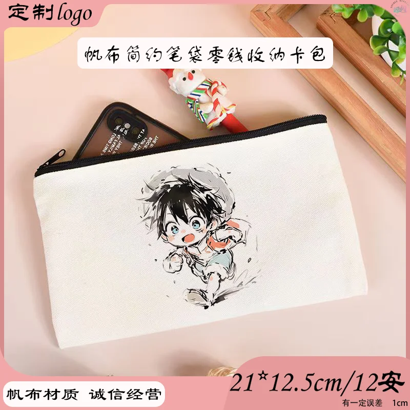 

One Piece Luffy Cute Print Pencil Case Anime Canvas Storage Bag for School Stationery
