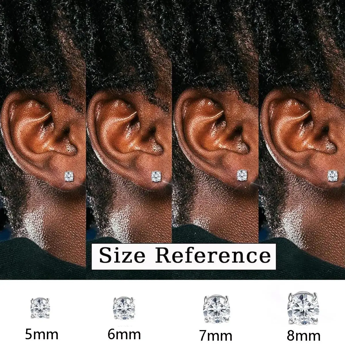 5/6/7/8mm Punk Round Zircon Magnetic Ear Studs Clips Non Piercing Stainless Steel Small Earrings for Women Men Fashion Jewelry view 3