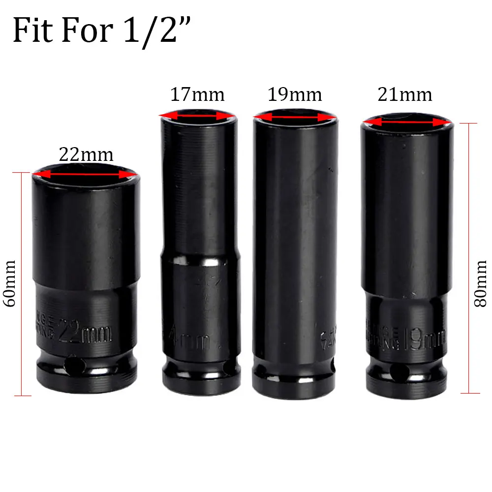 4Pcs 17-22mm Electric Wrench Hex Wrench  Socket 1/2 inch Quick-Release Drive Converter for Electric Drill Wrench Screwdrivers