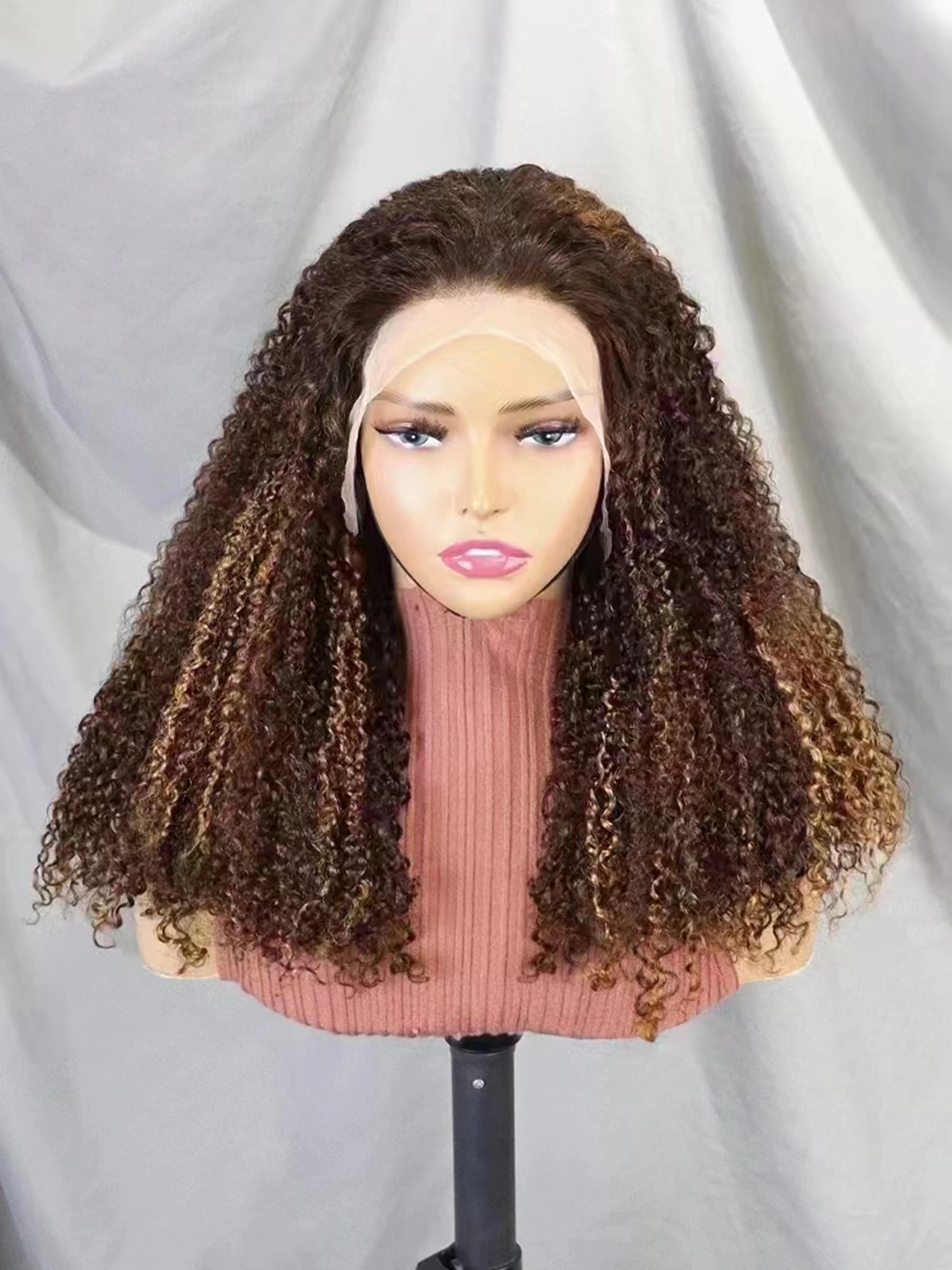 Perruque Bob Lace Wig Remy ondulée ombrée, cheveux naturels, 13x4, 300% de densité, 24 pouces, avec reflets, perruque pour femmes africaines, 100%