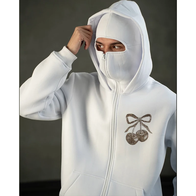 

Women's Clothing Y2K Goth Harajuku Winter New Double Hoodies Sweatshirts Oversized Casual Loose Face Mask Zipper Sports Jacket ﻿