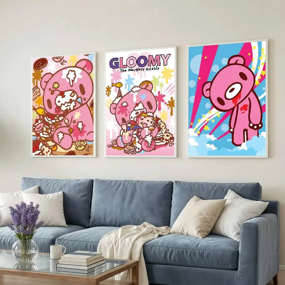 Kawaii Pink Cartoon G-Gloomy Bear Posters Wall Decorations For Dorm Rooms Bedroom And Living Room Gift