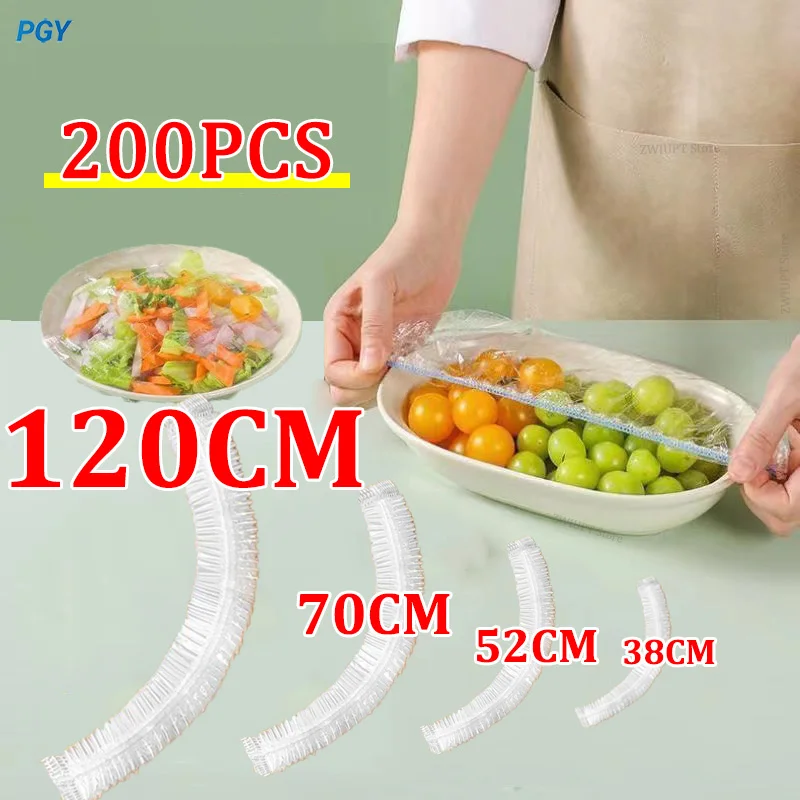 120/70/52/38CM Disposable Food Cover Food Grade Kitchen Storage Elastic Plastic Storage Accessories Cling Film Shower Cap Shoes