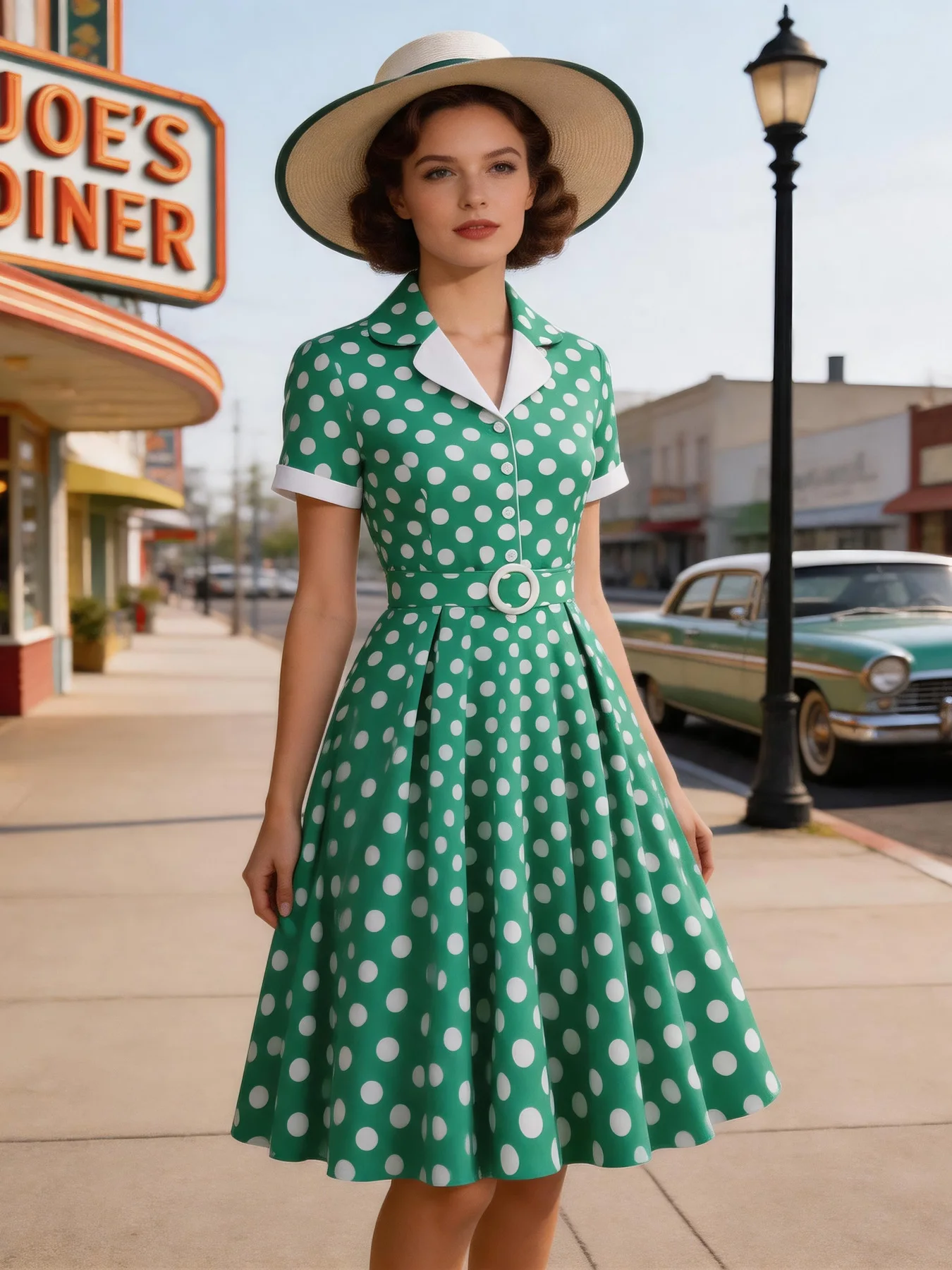 Women'S Fashion Of The 50S - Tonval Polka Dot 50s Retro Kleding