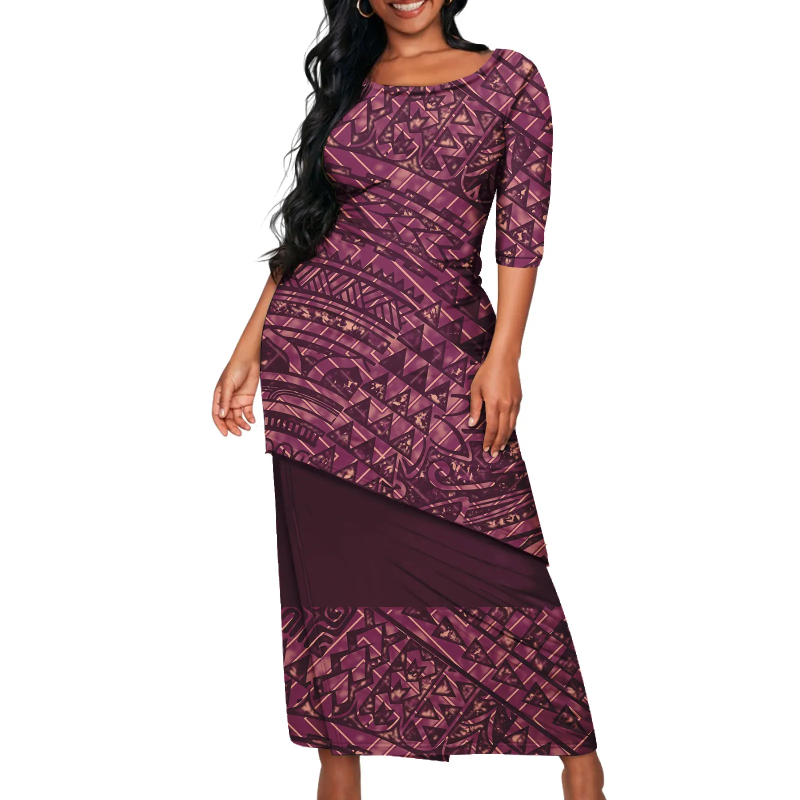 Tonga Puletaha Dress Polynesian Style 2 Piece Set Clothing Samoa Women Dresses Tribe Island Church Clothes Custom