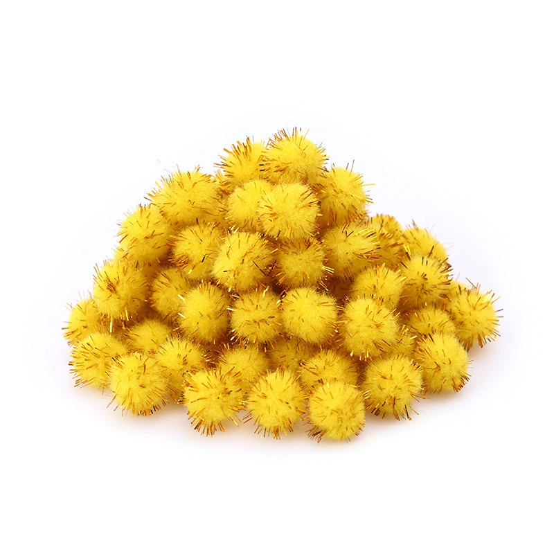 100pcs Colored Glitter Balls pompom Furry Balls Kids DIY Craft Supplies Handmade Creative Decoration Materials pom poms KQ001