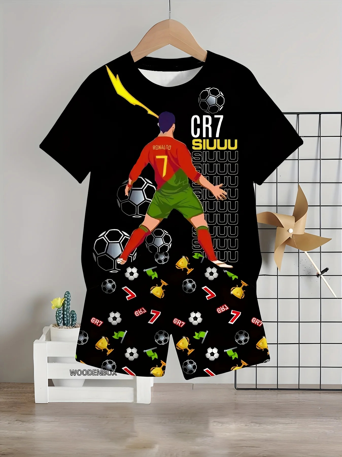 2025 Summer Fashionable Casual Printed Short Sleeved Shorts Set, Essential for Outdoor Wear