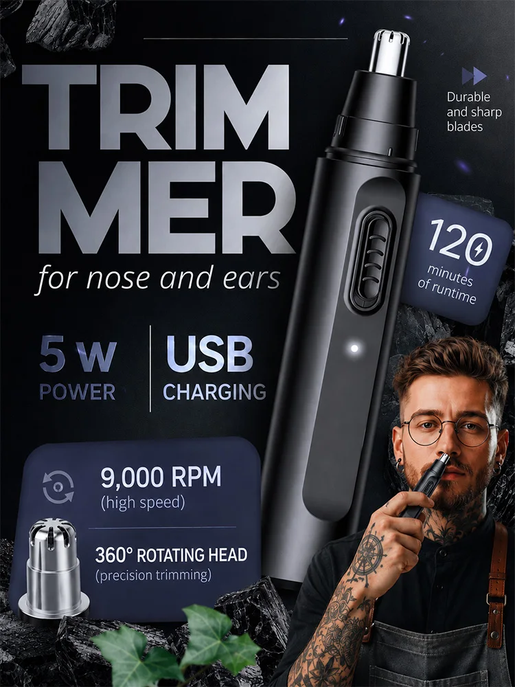

Nose Hair Trimmer Rechargeable Nose and Ear Hair Trimmer Portable Washable Hair Clipper