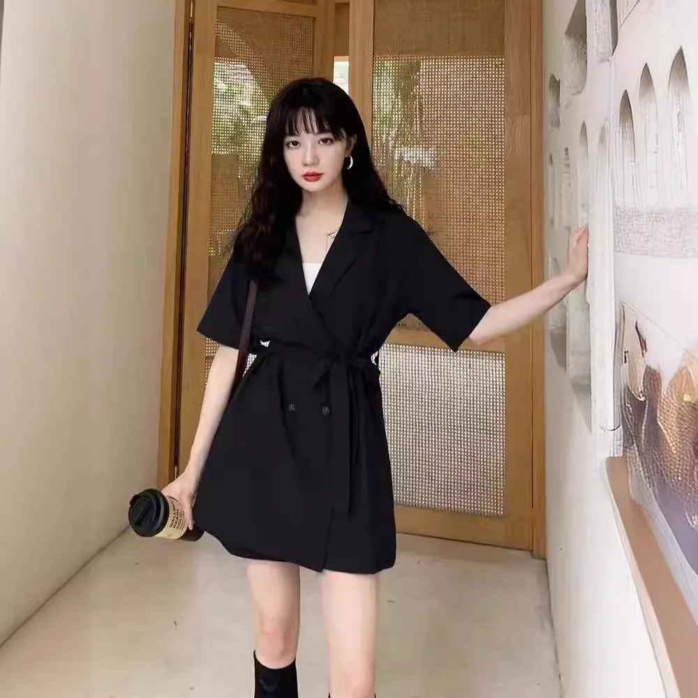 

Fashion Women Rompers Solid Lapel Short Sleeve Lace Up Jumpsuits With Belt Streetwear Casual Playsuits Overalls