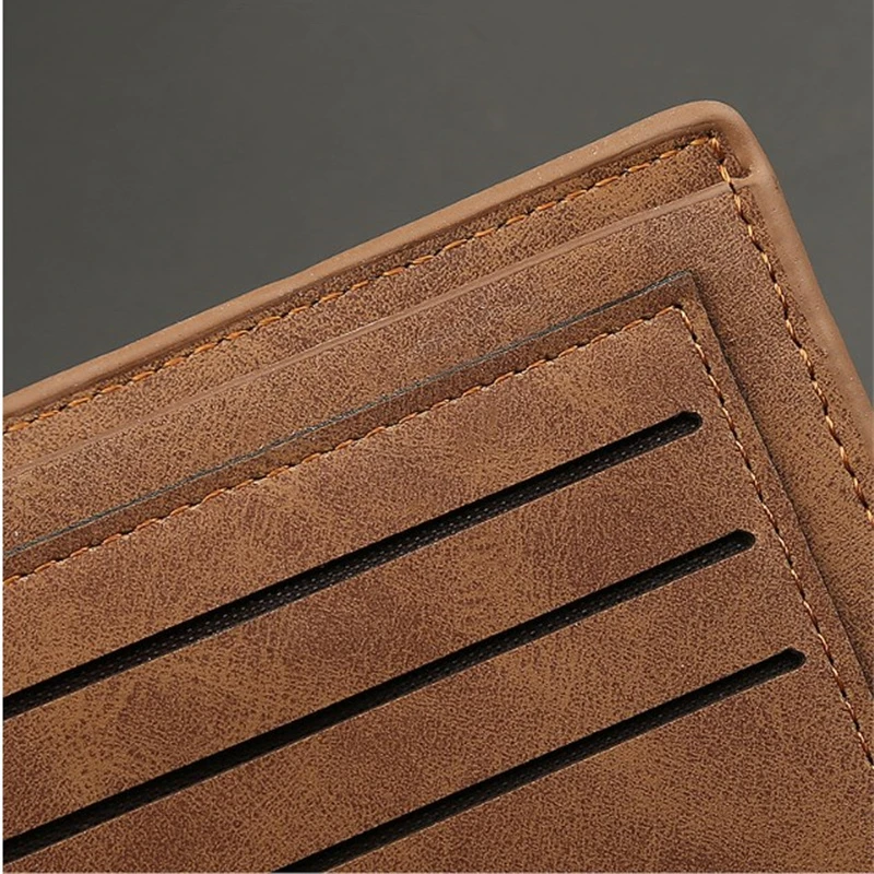 Men's PU Short Folding Wallet Retro Soft Leather Multi-card Slot Wallet with Zipper Large Capacity Banknotes Bag for Business