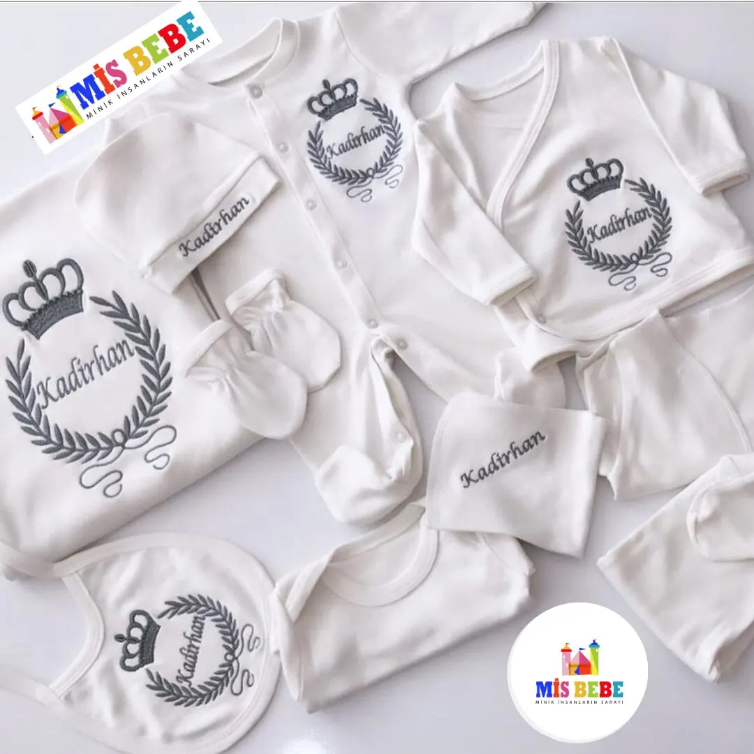 Baby Girl Boy King Queen Newborn Personalized Outfit Clothing 10-pcs Hospital Custom Fabric Antibacterial Babies Healthy Safe