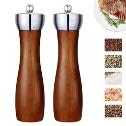 Metal Head Manual Salt and Pepper Grinder Wooden Salt Spice Pepper Mill Adjustable Coarseness Salt Spice Shaker Grinder Tools