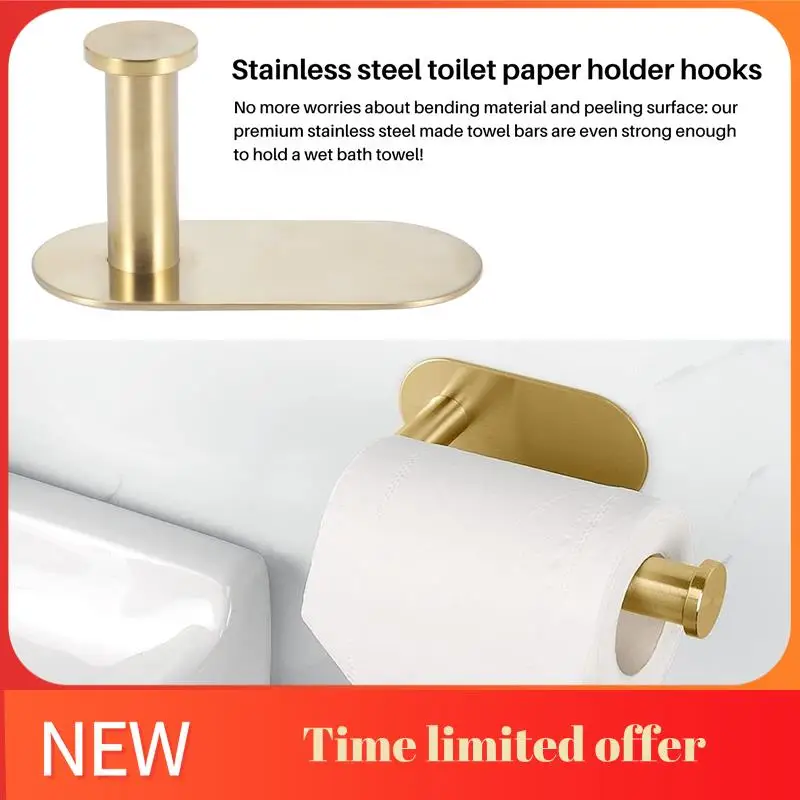 ABHU 벽걸이 형 핸드 타월 바 랙 브러시 골드 스테인레스 스틸 라운드 화장지 홀더 후크 하드웨어 액세서리