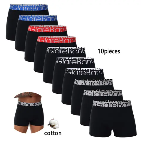 10pcs pack Black Cotton Boxer Shorts Men Underwear Soft Male Underpants for Men Homme comfortable Boxershorts Slips Panties