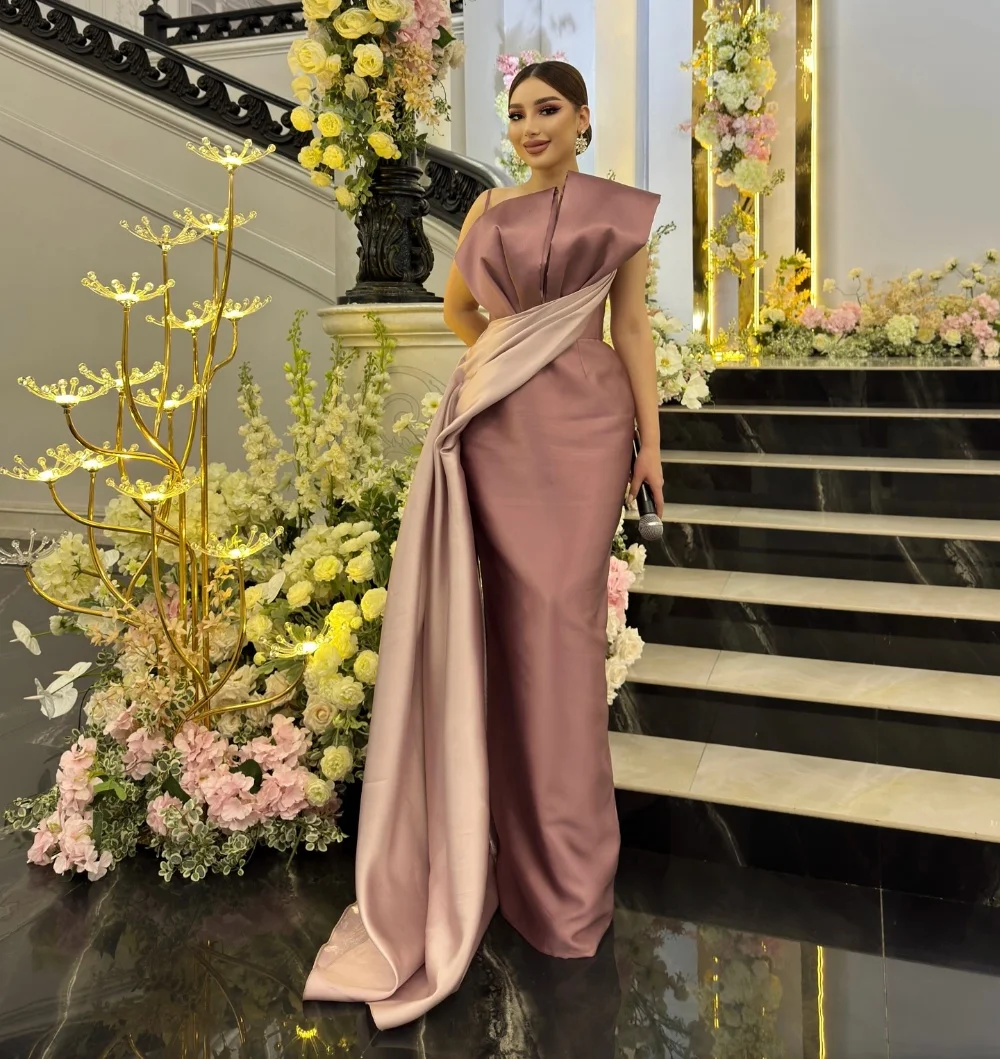 

Customized Elegant Charmeuse Pleat Straight Strapless Long Dresses Bespoke Occasion Chinese Style Exquisite
