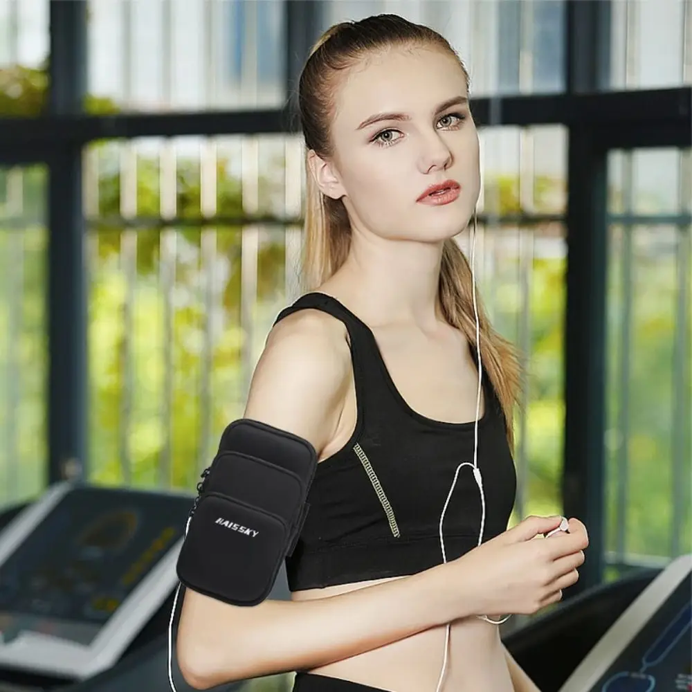 Three Pockets Running Phone Bags Phone Holder Storage Bag Arm Band Pouch Headphone Card Neoprene Mobile Phone Arm Bag