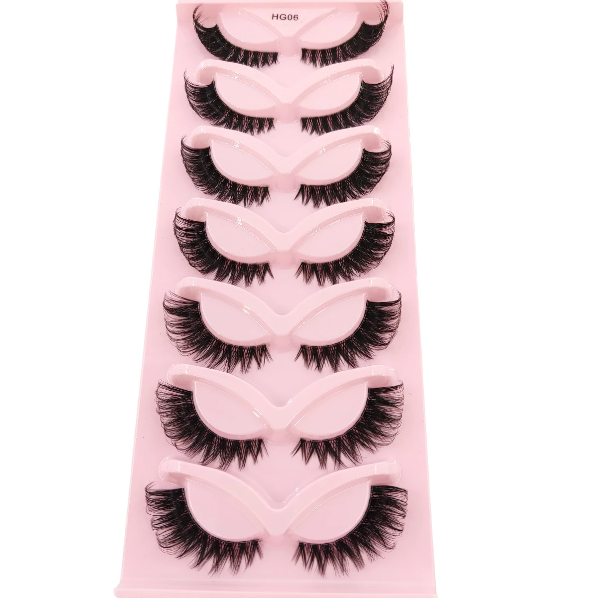 HBGZTLAD 7 pairs of cat eyes fine tail eyes slender and thick artificial mink eyelashes fluffy and short false eyelashes