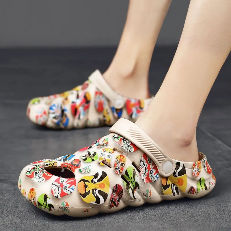 

Comfortable Fun Hole Slippers for Men Outdoor Anti-slip Beach Summer Sandals Man Cheap New In 2025 Fashion Eva Shoes Sale