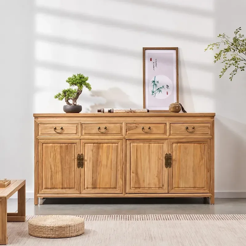 New Chinese Style Old Elm Solid Wood Log Storage Cabinet Dining Sideboard Porch Console Large Capacity Living Room Low