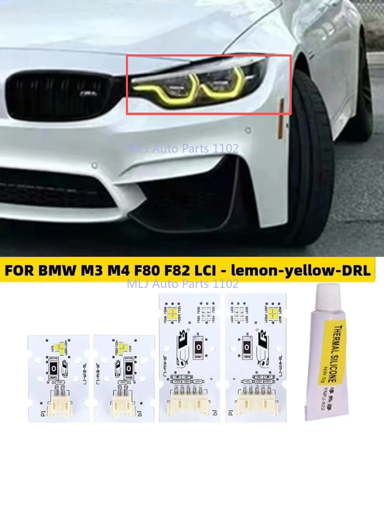 

For BMW M3 M4 CSL 4 series DRL yellow gold color LED board F80 F82 F83 F32 F36 F33 LCI daytime running light lemon yellow 1ste