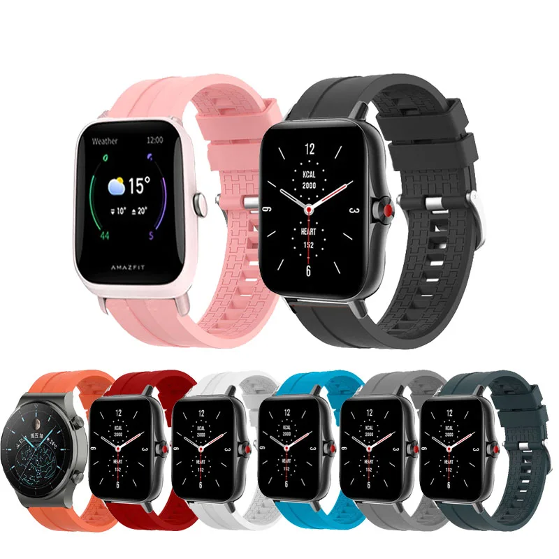 Correa 20 مللي متر/22 مللي متر سيليكون الفرقة ل Amazfit GTS 3/2/2e/GTS2 Mini/GTR 42 مللي متر/47 مللي متر/GTR 3/3 برو/2/2e/bip الرياضة سوار ساعة حزام