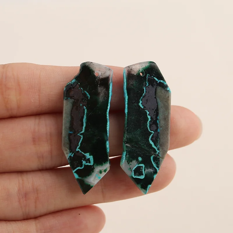 Natural Chrysocolla Gemstone Nugget Pair – Unique Matching Stones for Handmade Earrings