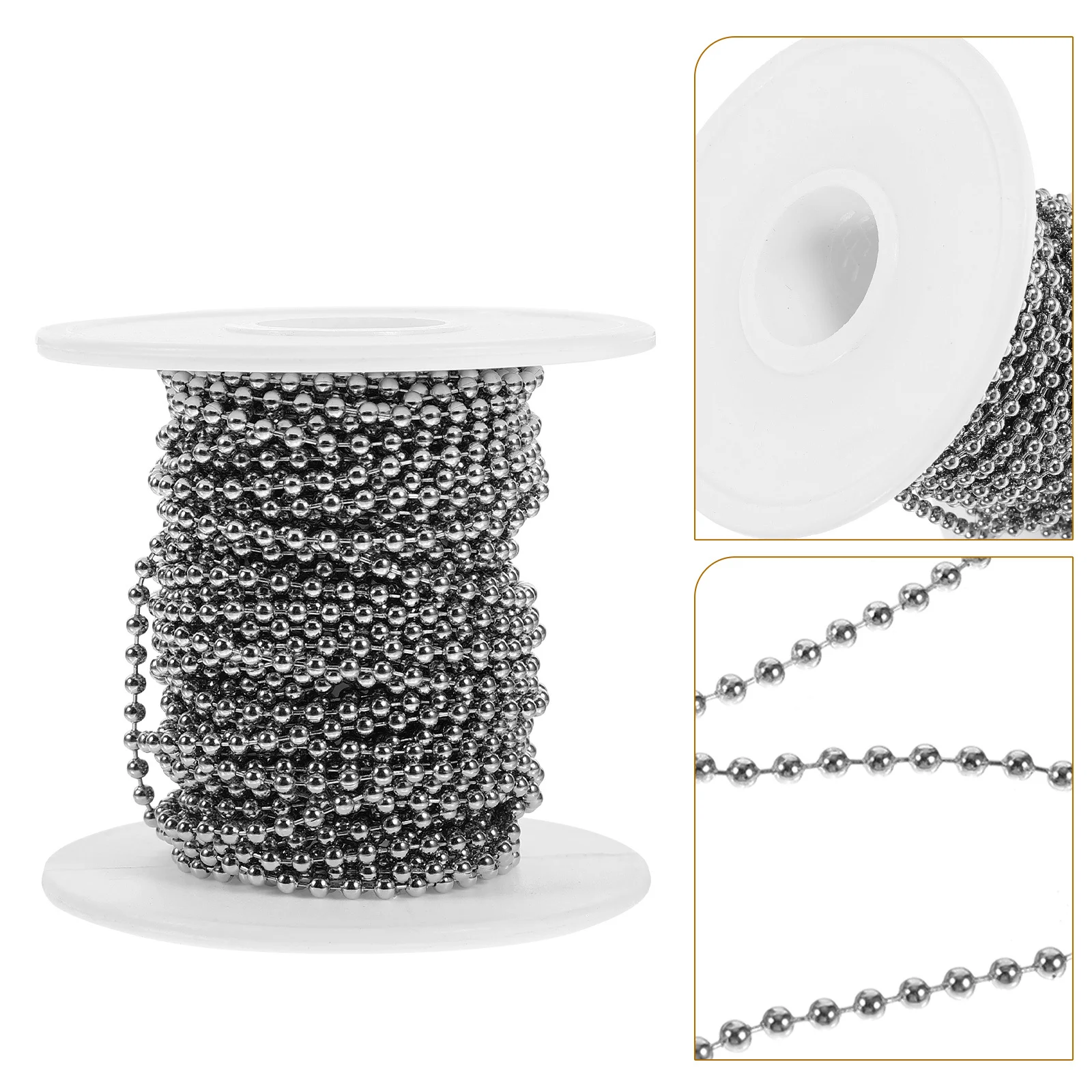 

1 Roll Stainless Steel Ball Chain Metal Bead Chain 2.4mm Diameter Adjustable Length Ideal for Dog Tags Bottle Pendant Tile