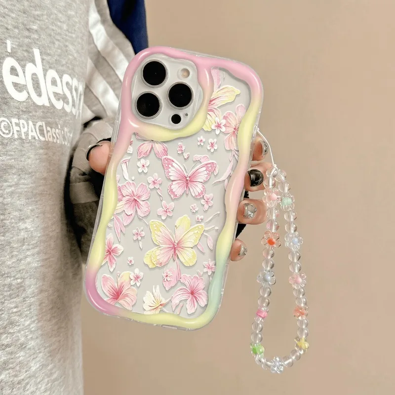 Pink Flower Butterfly Pattern Phone Case For Samsung Galaxy S25 FE S26 S24 S22 S23 Ultra Plus A56 A55 A37 A36 A27 A26 A16 Cover