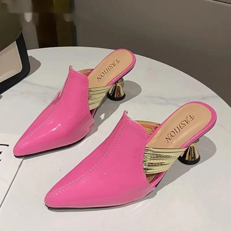 

Шлепанцы-мулы с острым носком, женские лоферы, женские повседневные сандалии на каблуке, трендовые летние неглубокие платья, женские шлепанцы больших размеров