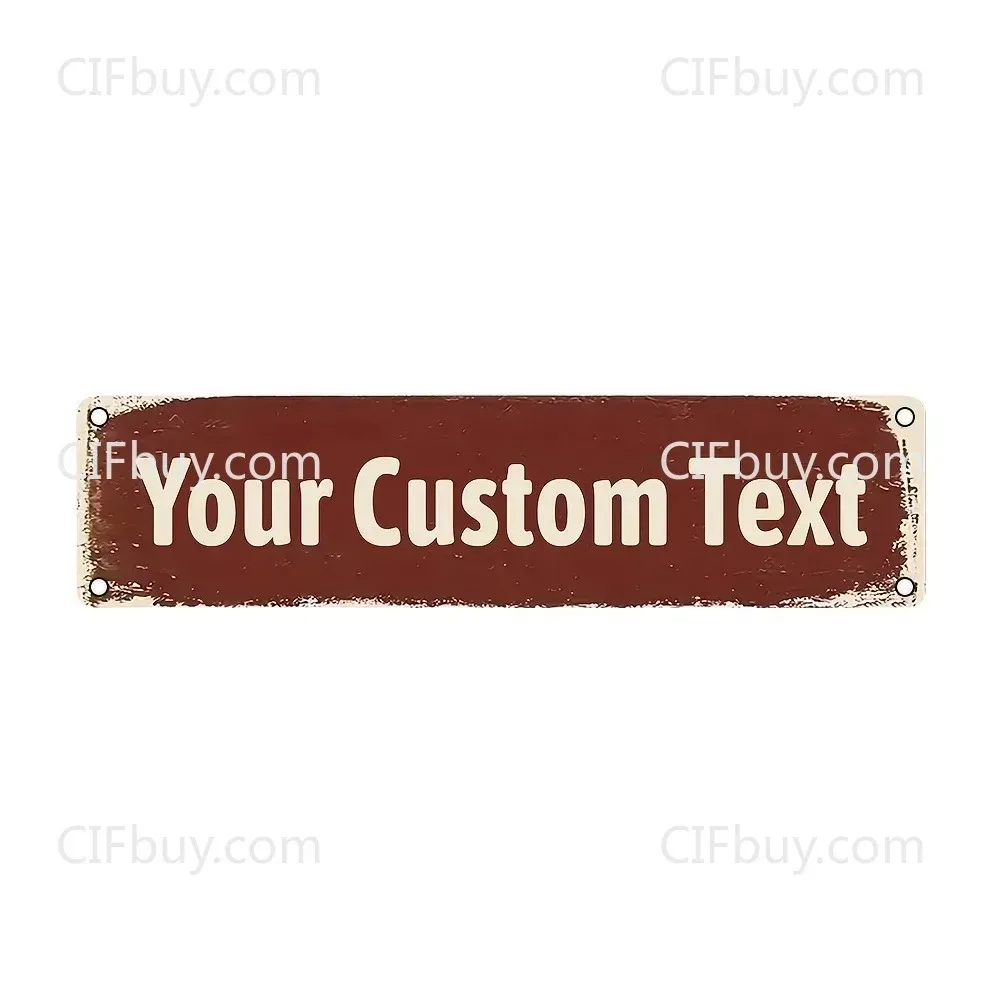 CIFbuy Customizable Burgundy Distressed‑Edge Metal Plaque,Personalized 2D Flat Custom‑Text Rustic Bedroom Wall Ornament (Decor O