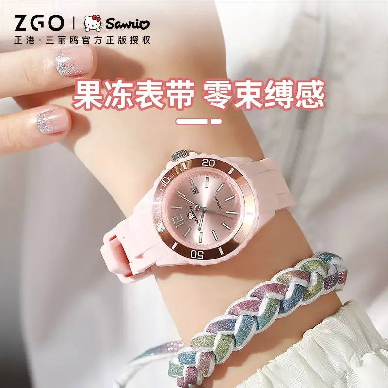 Zgo Sanrio Serie Hello Kitty Meisje Horloge Eenvoudige Lichtgevende Quartz Horloges Student Verjaardagscadeaus