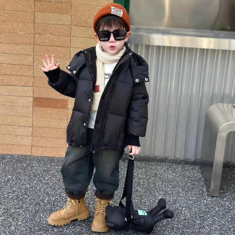 New Kids Fluffy Thermal Insulated Puffer Coat Winter Jacket Unisex Kids Outerwear Stylish Thickened Thermal Layer