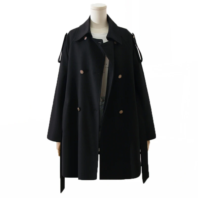 

Autumn New Brand Women Black Trench Coat Long Windbreaker Lady Fashion Trend Double-Breasted Slim Long New Female Trench